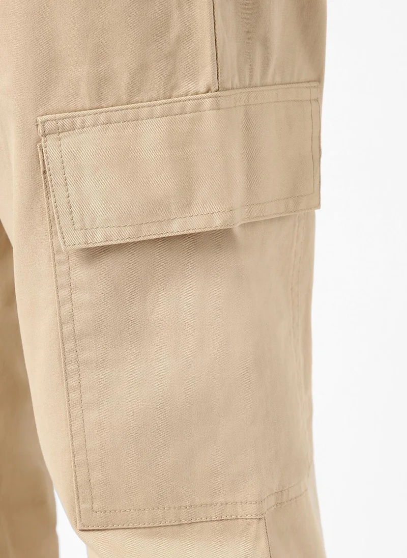 Urbano Fashion  Urbano Fashion Men's Beige Regular Fit Solid Cargo Chino Pant with 6 Pockets Stretchable for Men | Best Price UAE